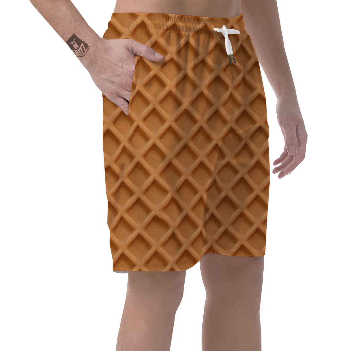Pattern Waffle Print Men's Shorts-grizzshop