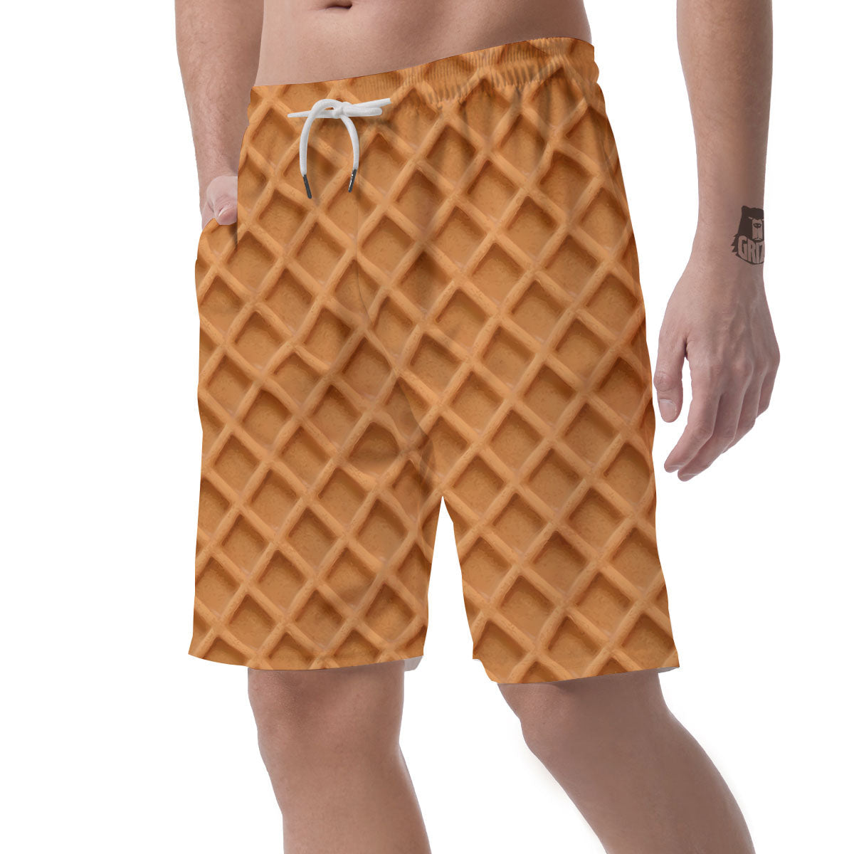 Pattern Waffle Print Men's Shorts-grizzshop