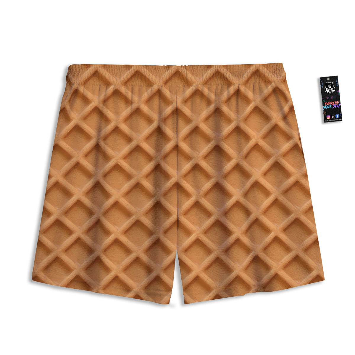Pattern Waffle Print Mesh Shorts-grizzshop