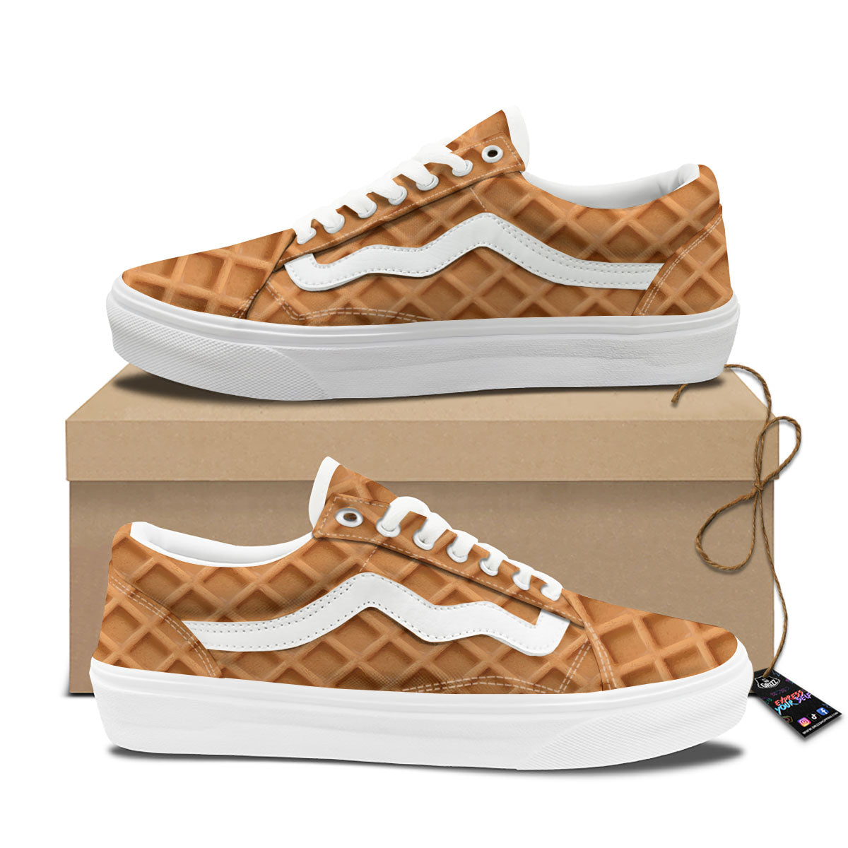 Pattern Waffle Print Skate Shoes-grizzshop