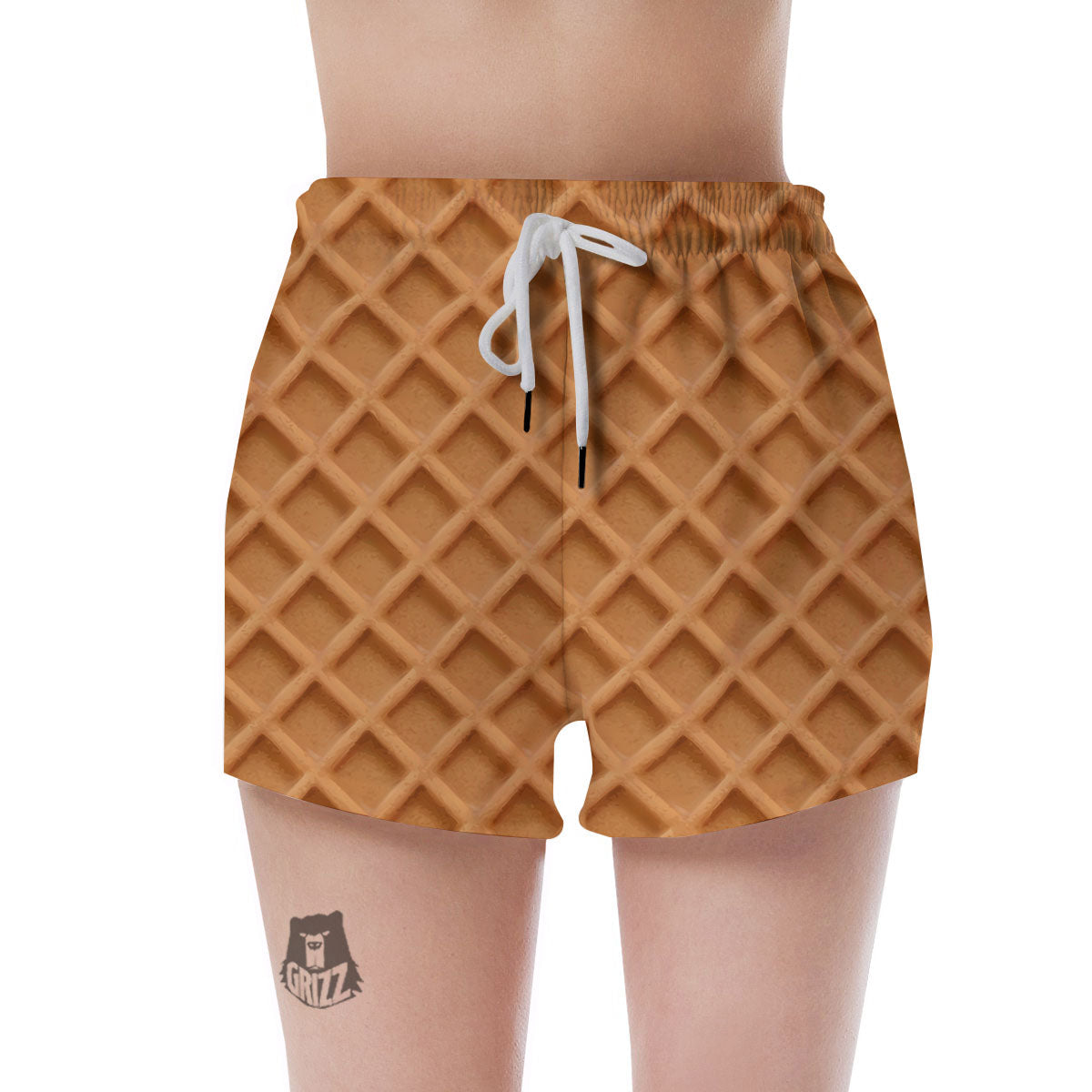 Pattern Waffle Print Women's Shorts-grizzshop