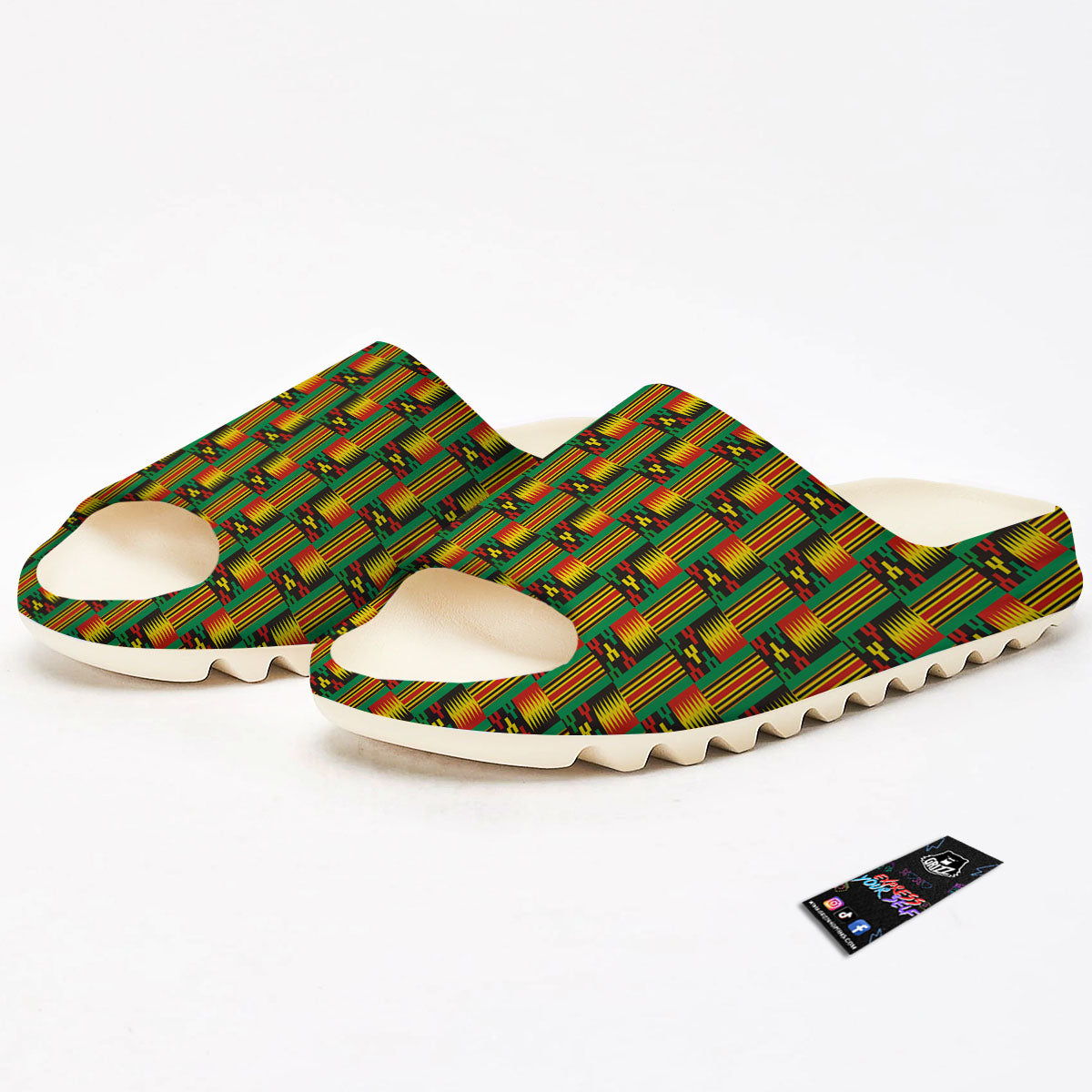 Pattern Kente Print Sandals-grizzshop
