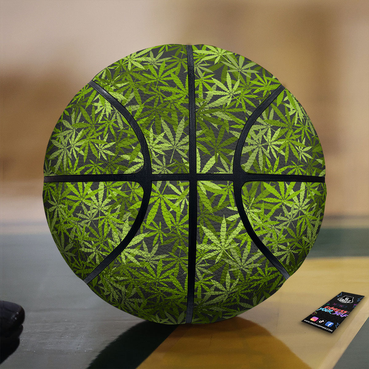 Pattern Leaf Marijuana Print Basketball