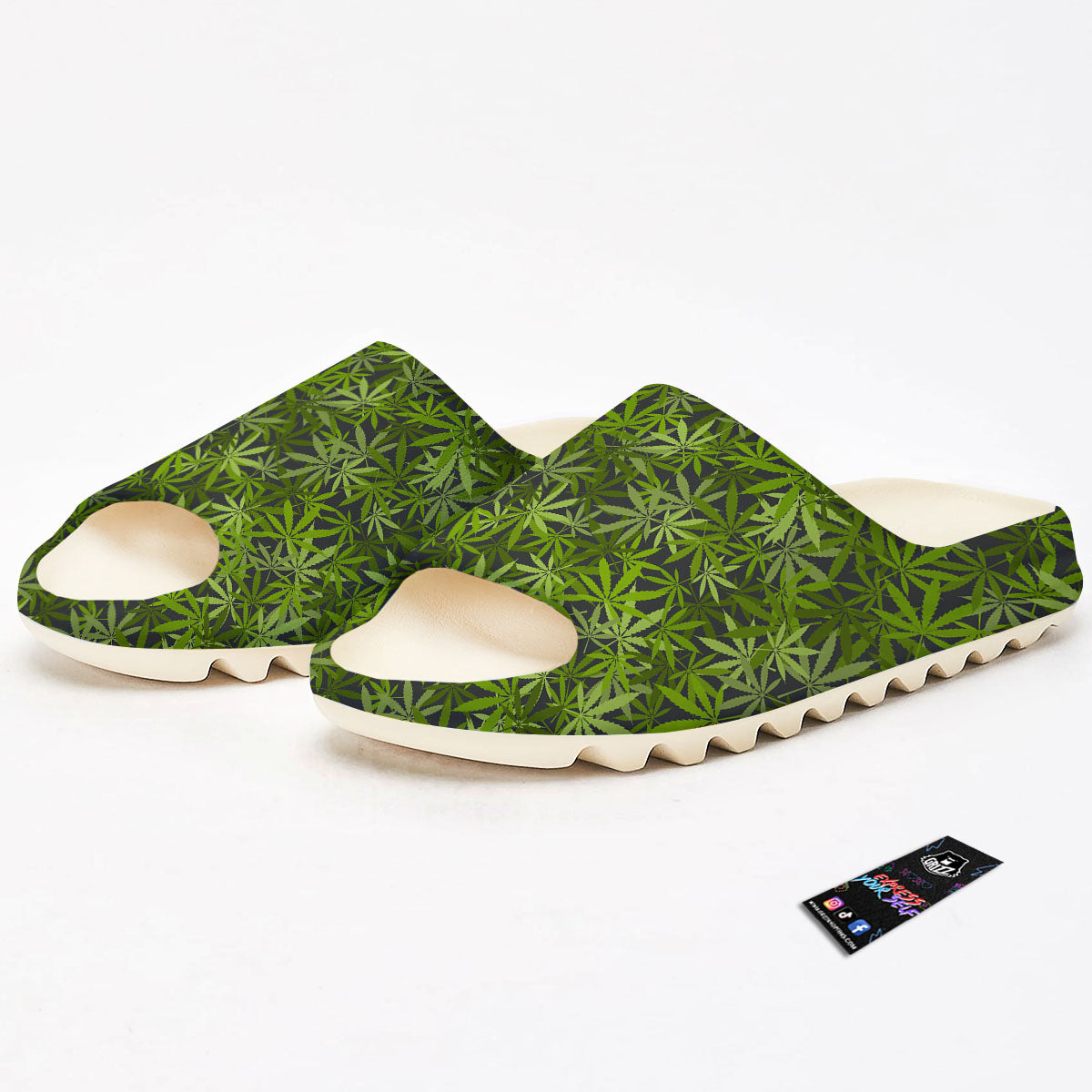 Pattern Leaf Marijuana Print Sandals-grizzshop