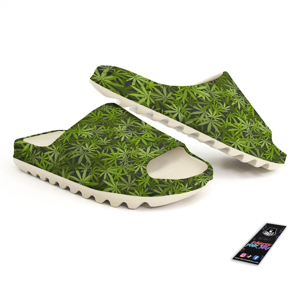 Pattern Leaf Marijuana Print Sandals-grizzshop