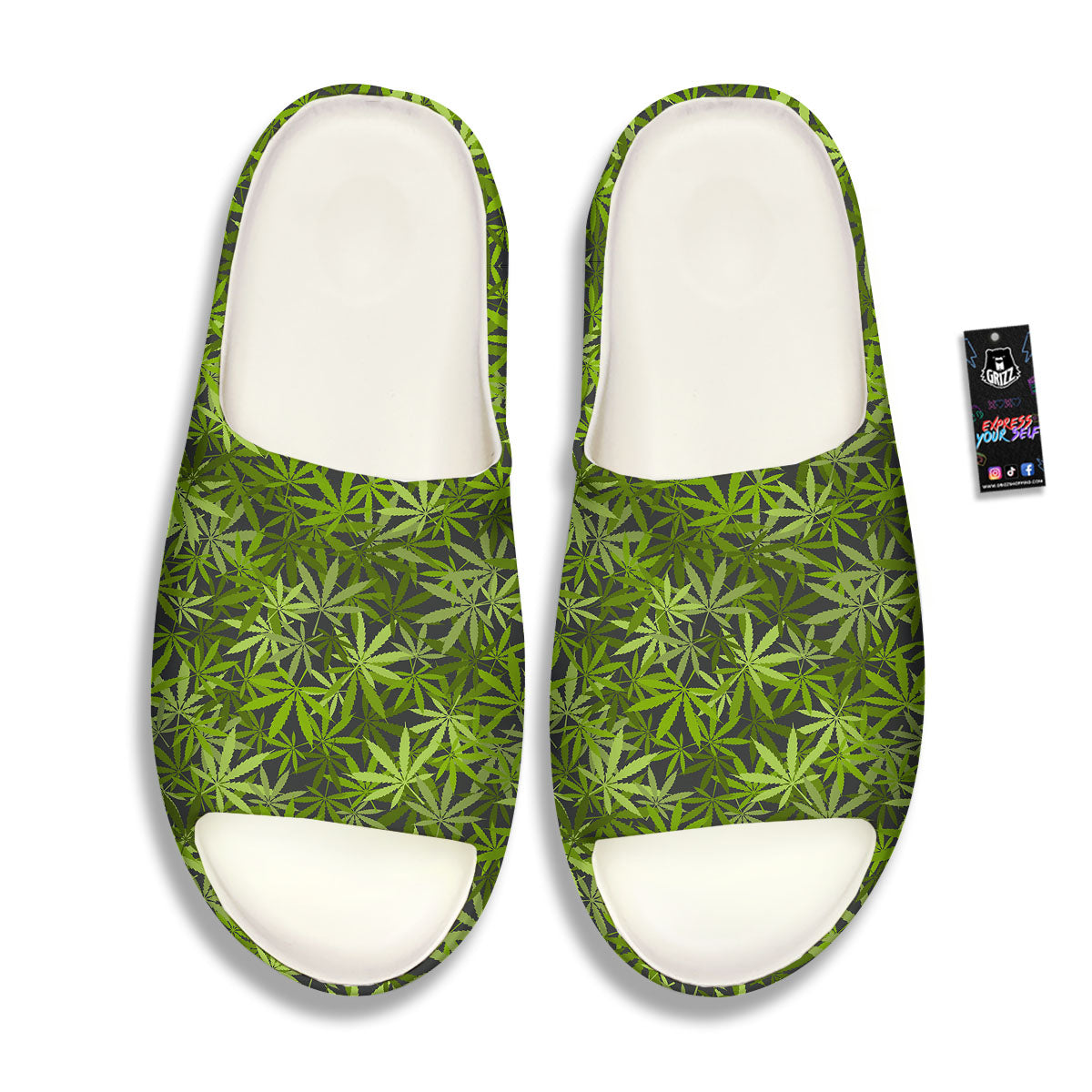 Pattern Leaf Marijuana Print Sandals-grizzshop