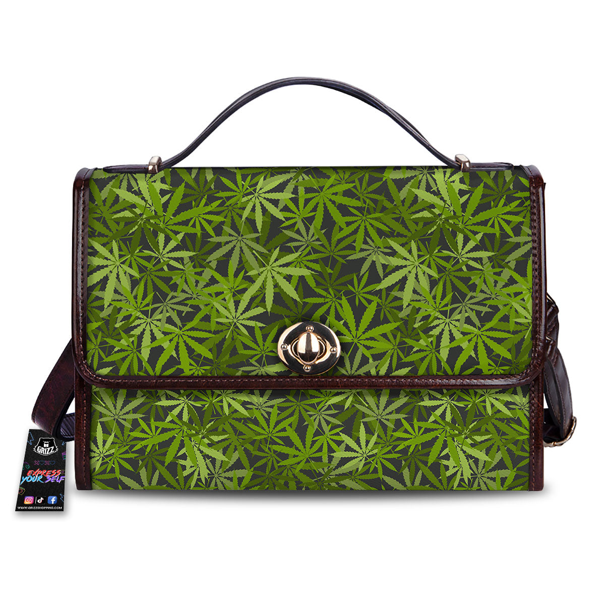 Pattern Leaf Marijuana Print Women's Satchel Bag