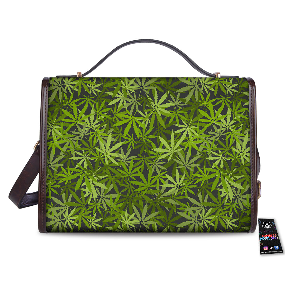 Pattern Leaf Marijuana Print Women's Satchel Bag