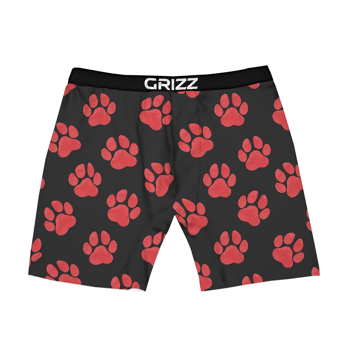 Paw Black And Red Print Pattern Boxer Briefs-grizzshop
