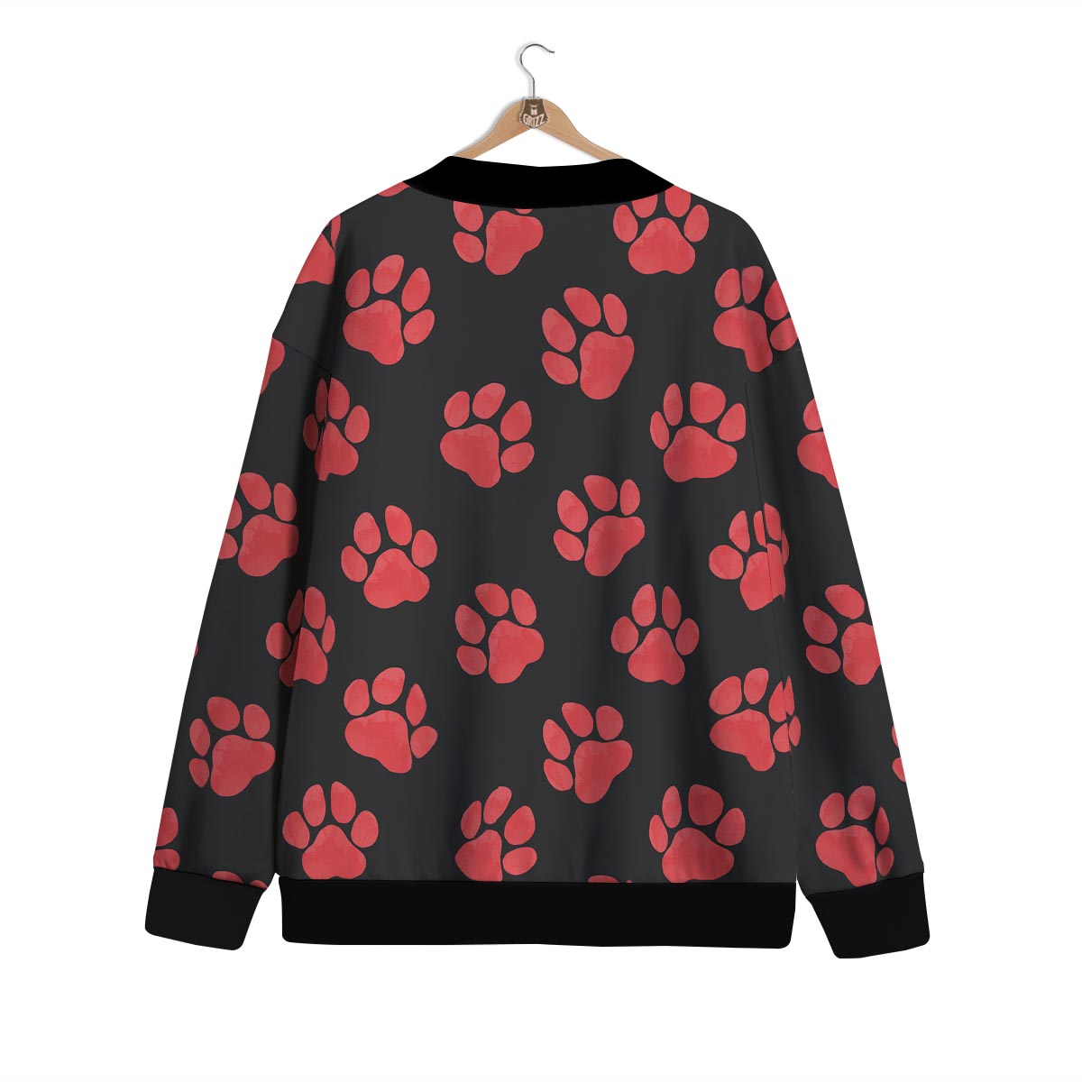 Paw Black And Red Print Pattern Cardigan-grizzshop