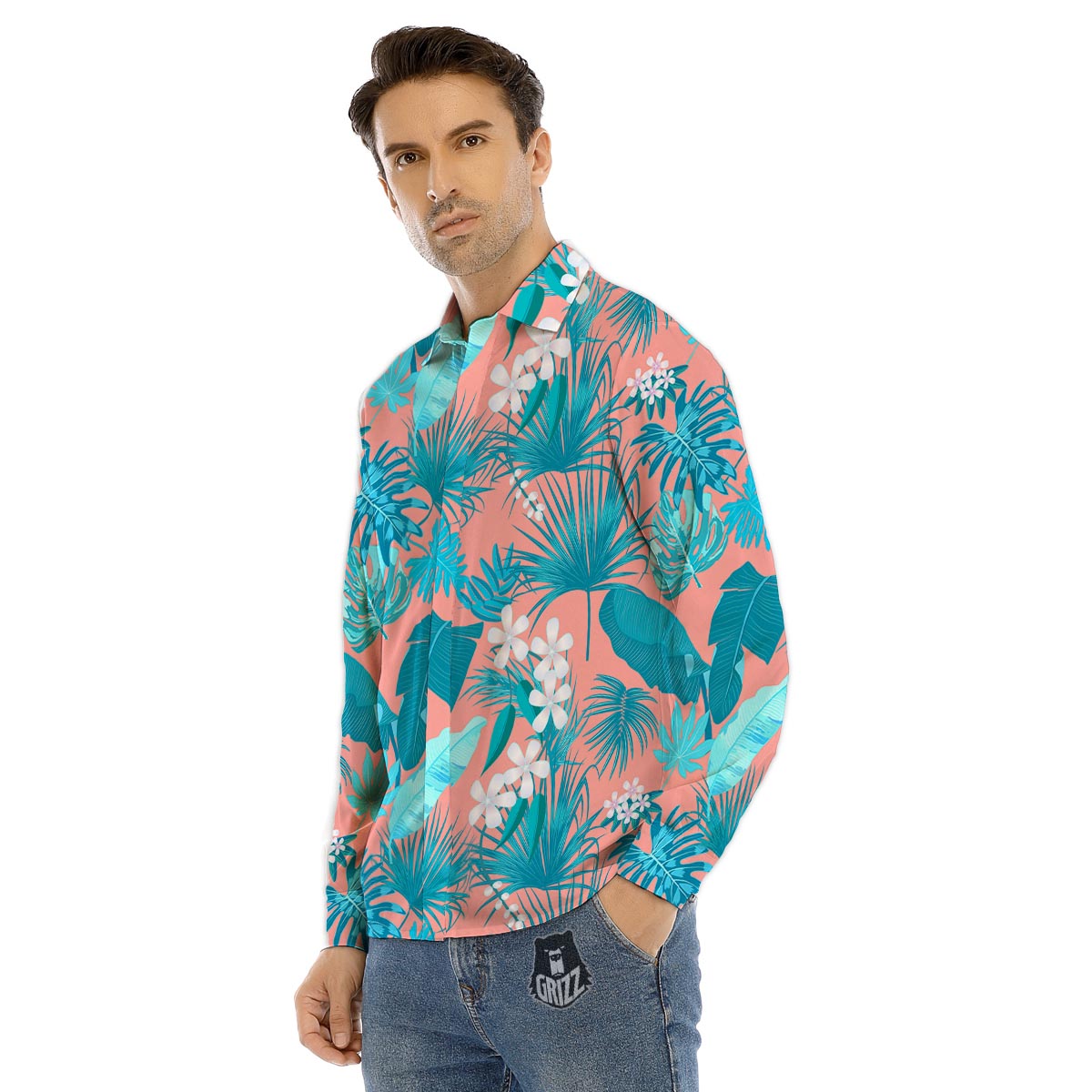 Paw Black And Red Print Pattern Men's Dress Shirts-grizzshop