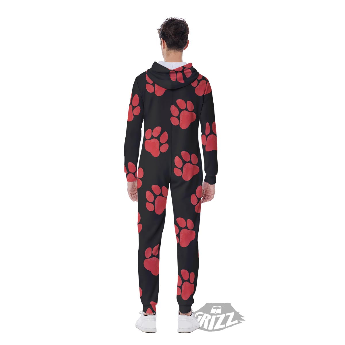 Paw Black And Red Print Pattern Men's Jumpsuit-grizzshop