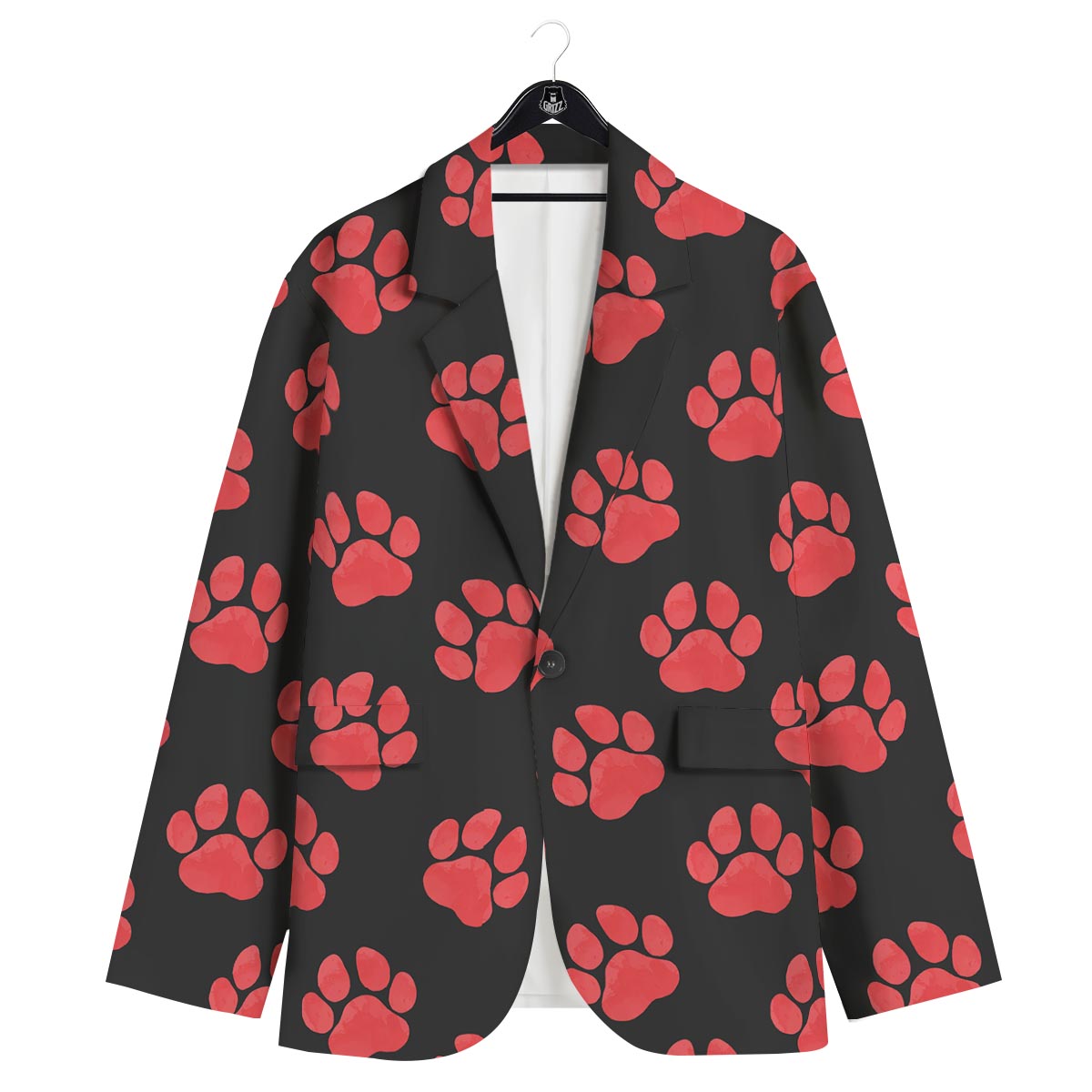 Paw Black And Red Print Pattern Men's Sport Coat-grizzshop