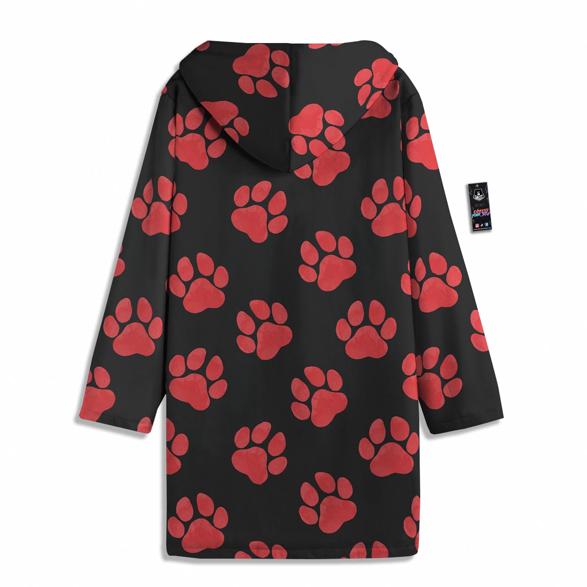 Paw Black And Red Print Pattern Men's Windbreaker Jacket-grizzshop