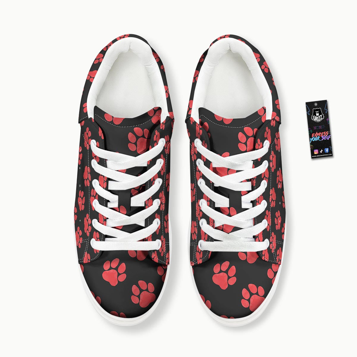 Paw Black And Red Print Pattern Platform Shoes-grizzshop