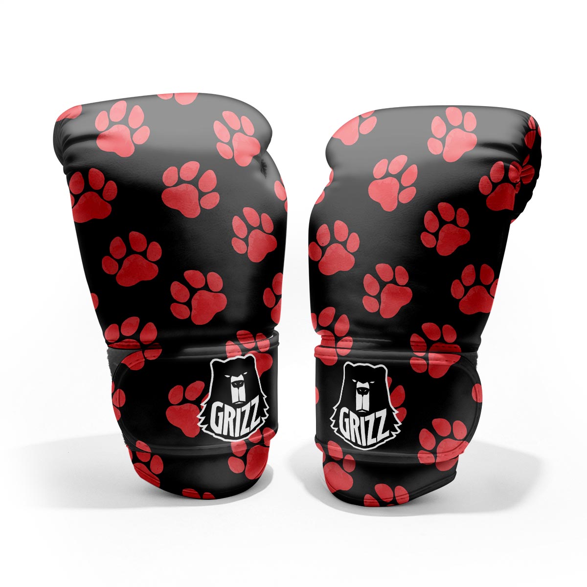 Paw Black And Red Print Pattern Pro Boxing Glove