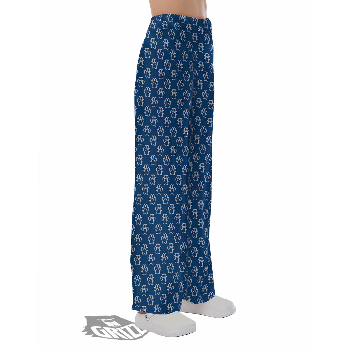 Paw Blue Animal Print Pattern Pajama Pants-grizzshop