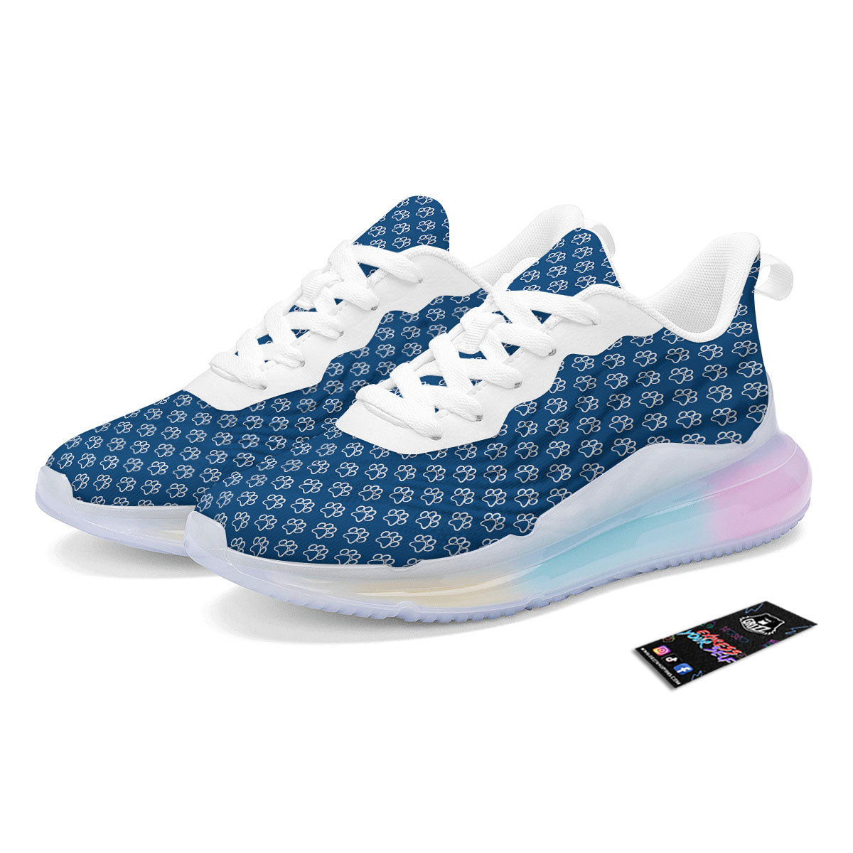 Paw Blue Animal Print Pattern Running Sneakers-grizzshop