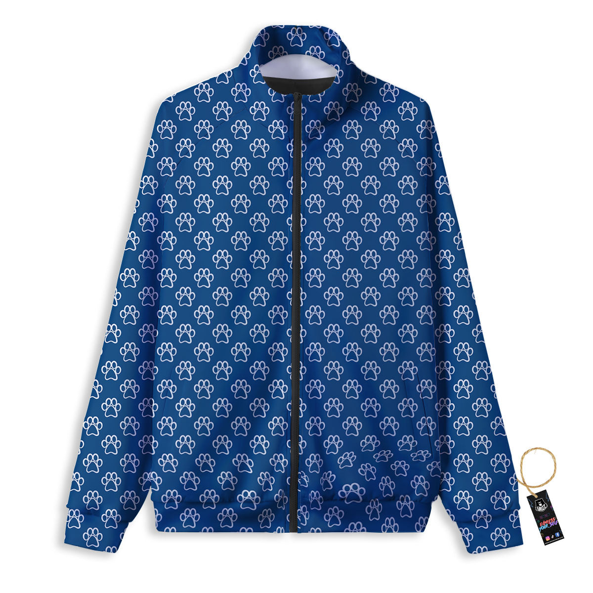 Paw Blue Animal Print Pattern Track Jacket-grizzshop