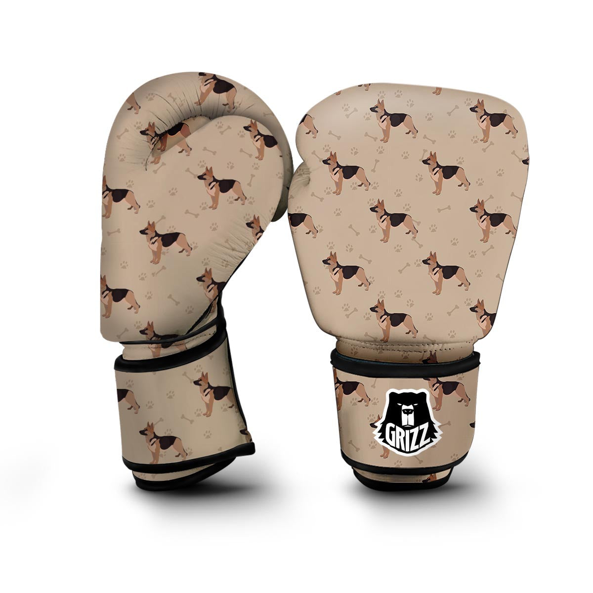 Paw German Shepherd Pattern Print Boxing Gloves-grizzshop