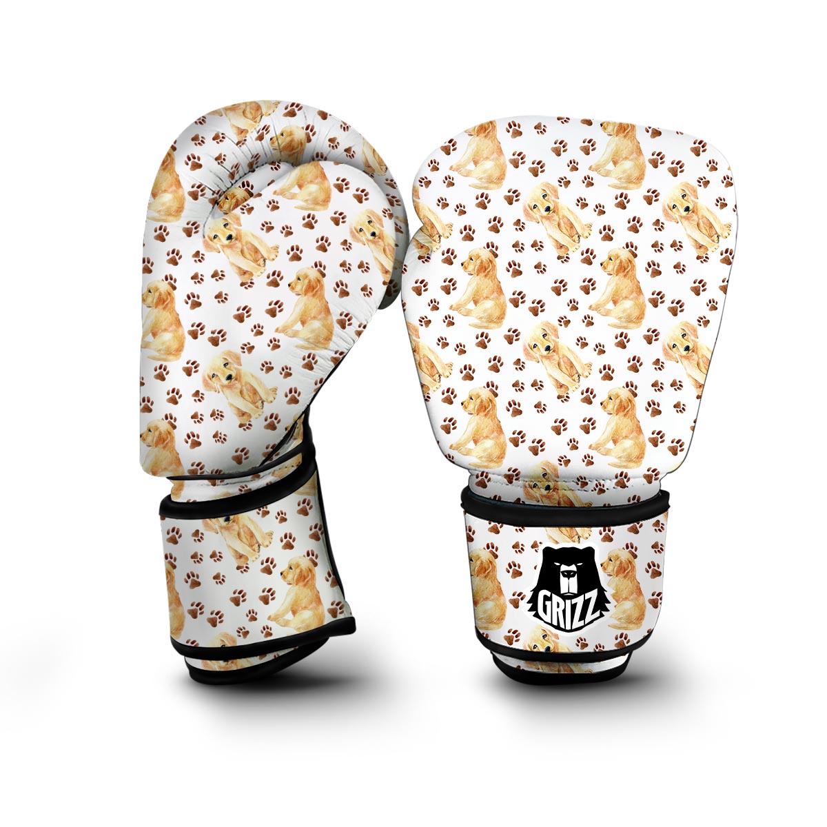 Paw Golden Retriever Pattern Print Boxing Gloves-grizzshop