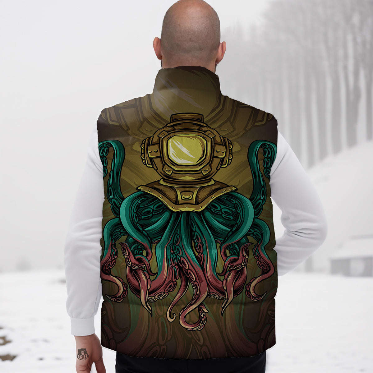 Paw Golden Retriever Pattern Print Down Vest