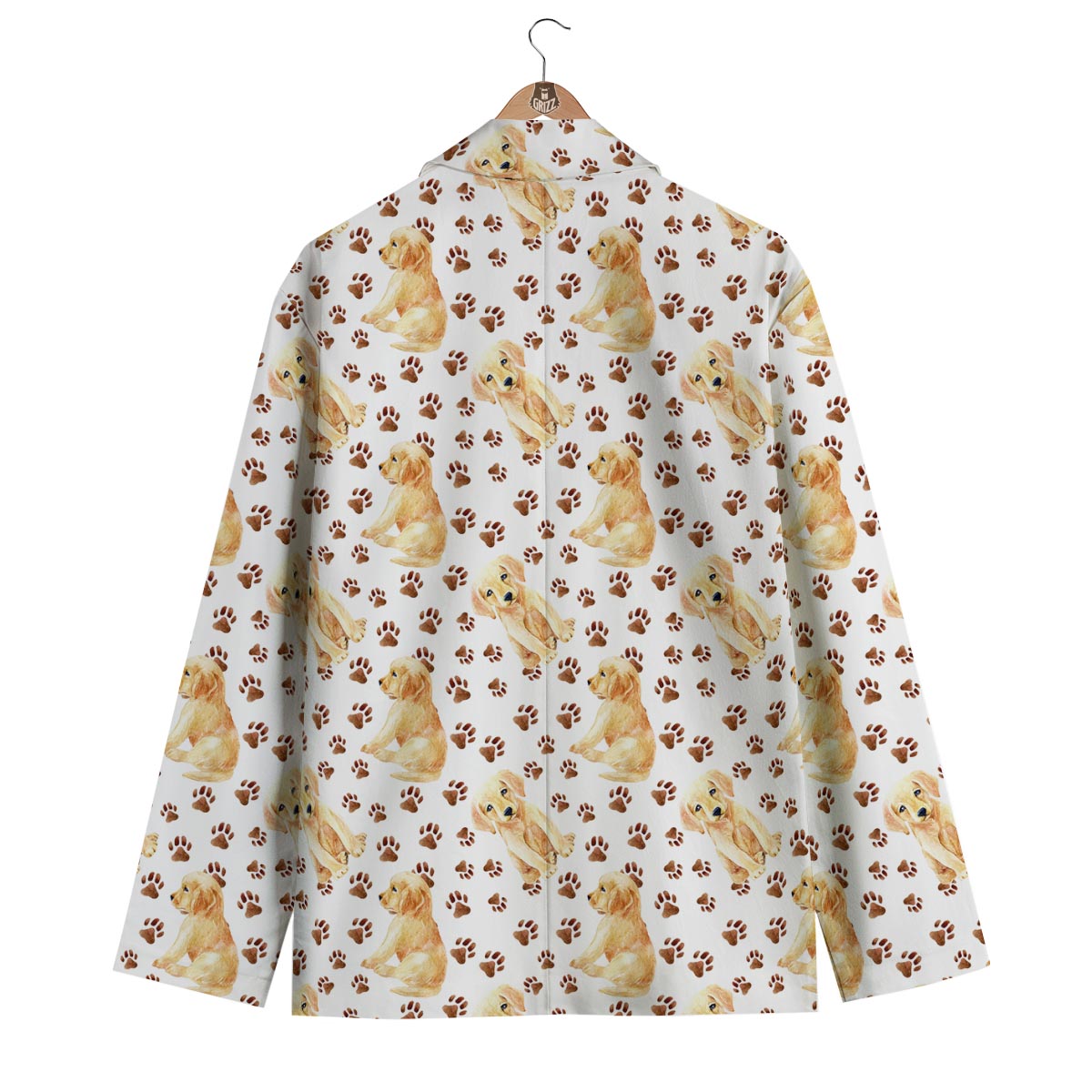 Paw Golden Retriever Pattern Print Men's Blazer-grizzshop