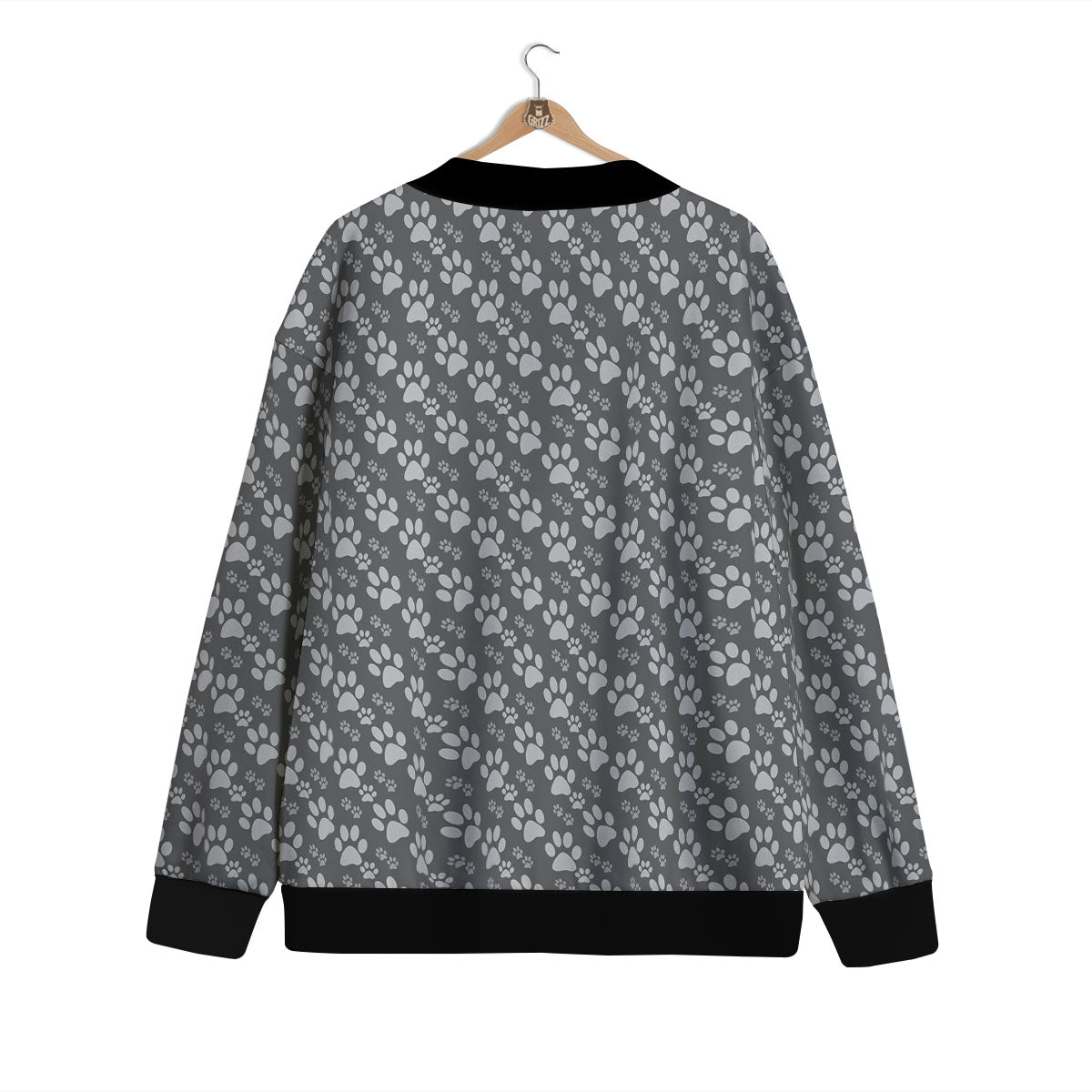 Paw Grey Animal Print Pattern Cardigan-grizzshop