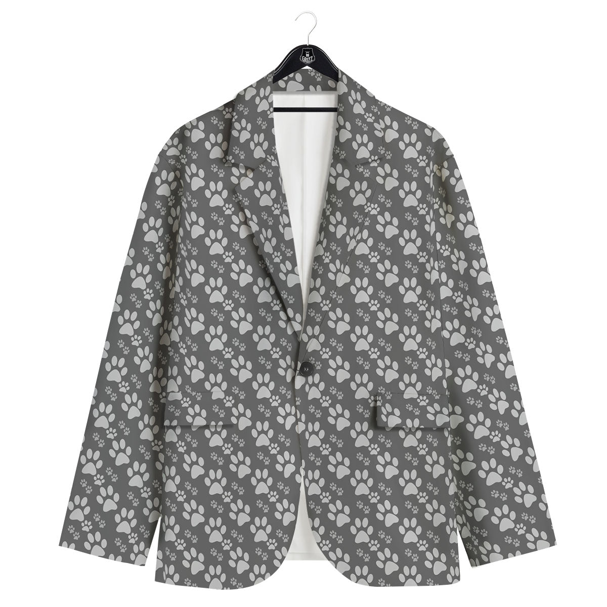 Paw Grey Animal Print Pattern Men's Sport Coat-grizzshop