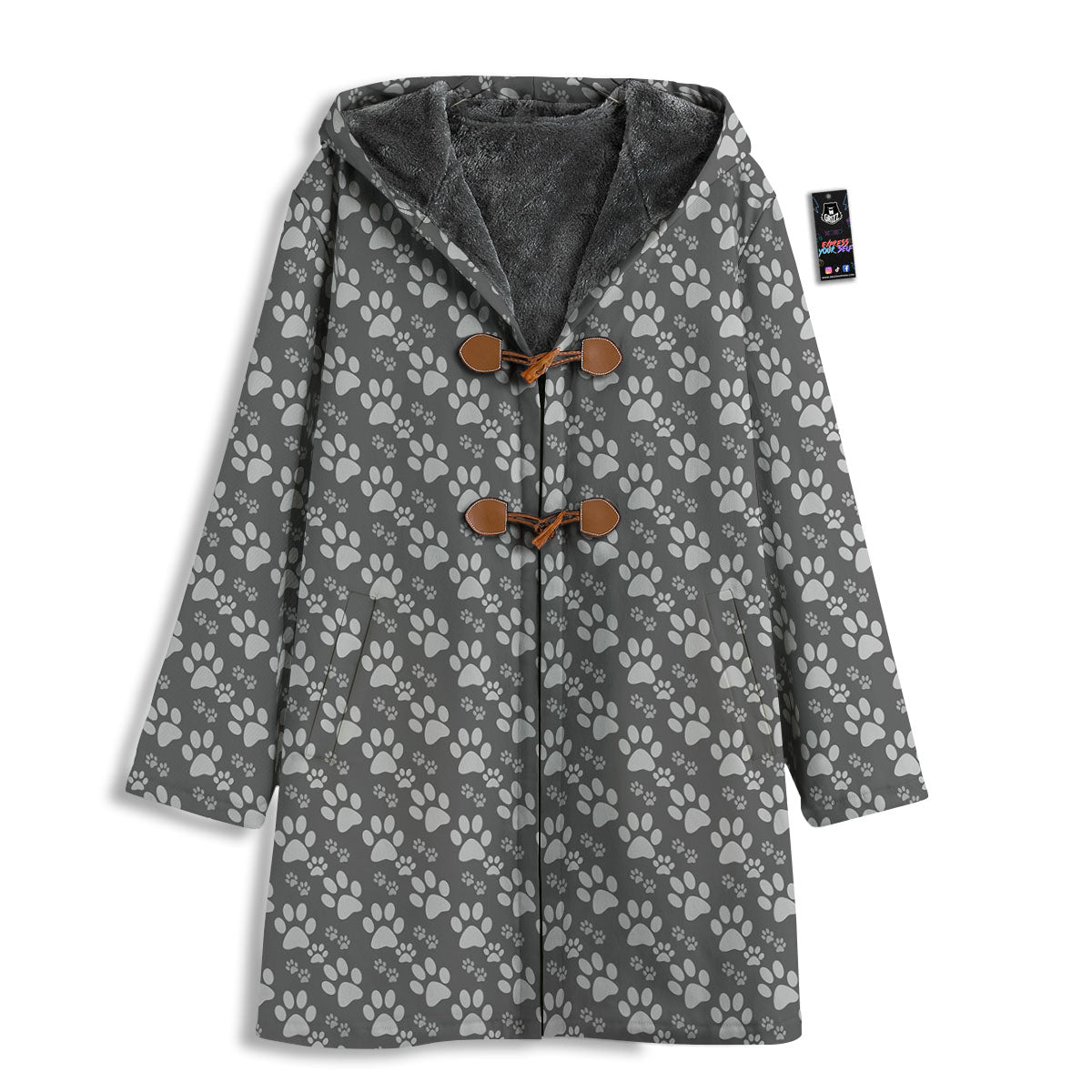 Paw Grey Animal Print Pattern Men's Windbreaker Jacket-grizzshop