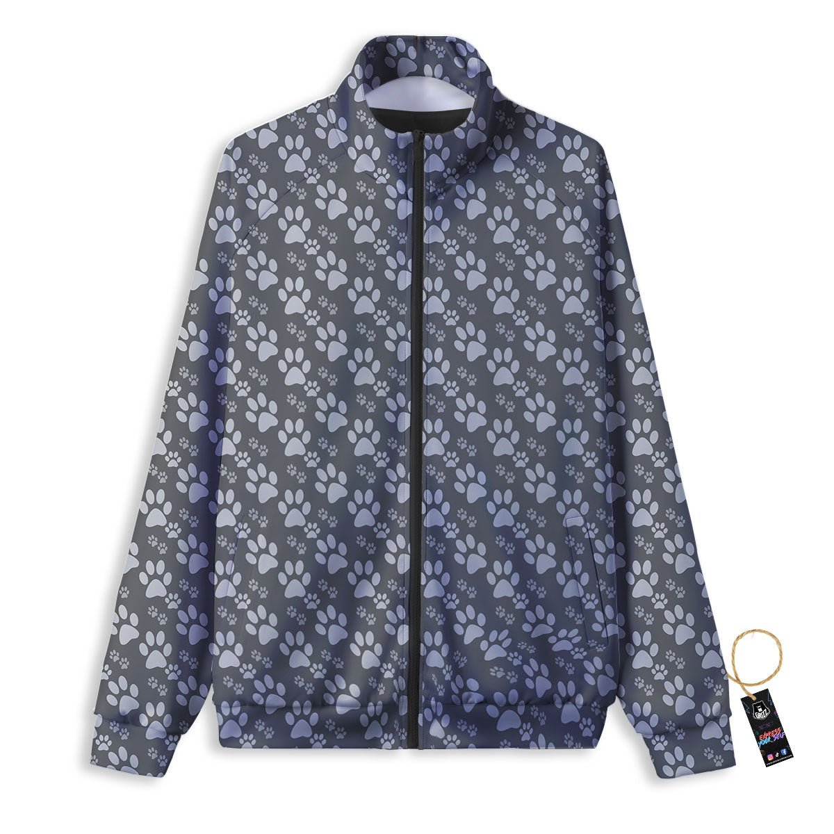 Paw Grey Animal Print Pattern Track Jacket-grizzshop