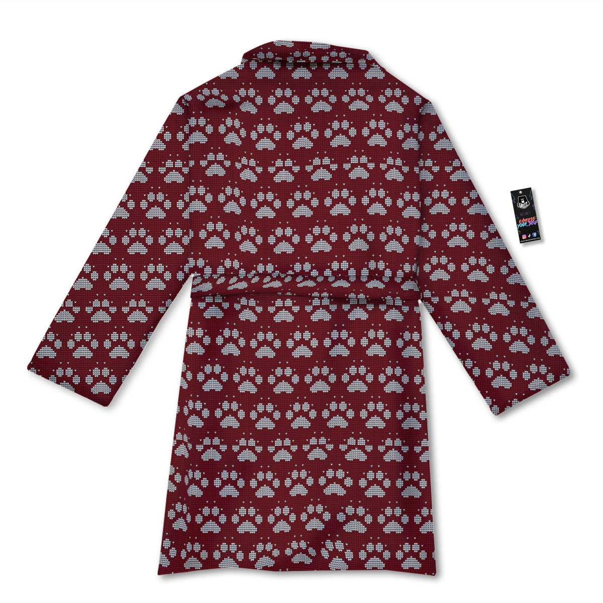 Paw Knitted Christmas Print Pattern Bathrobe-grizzshop