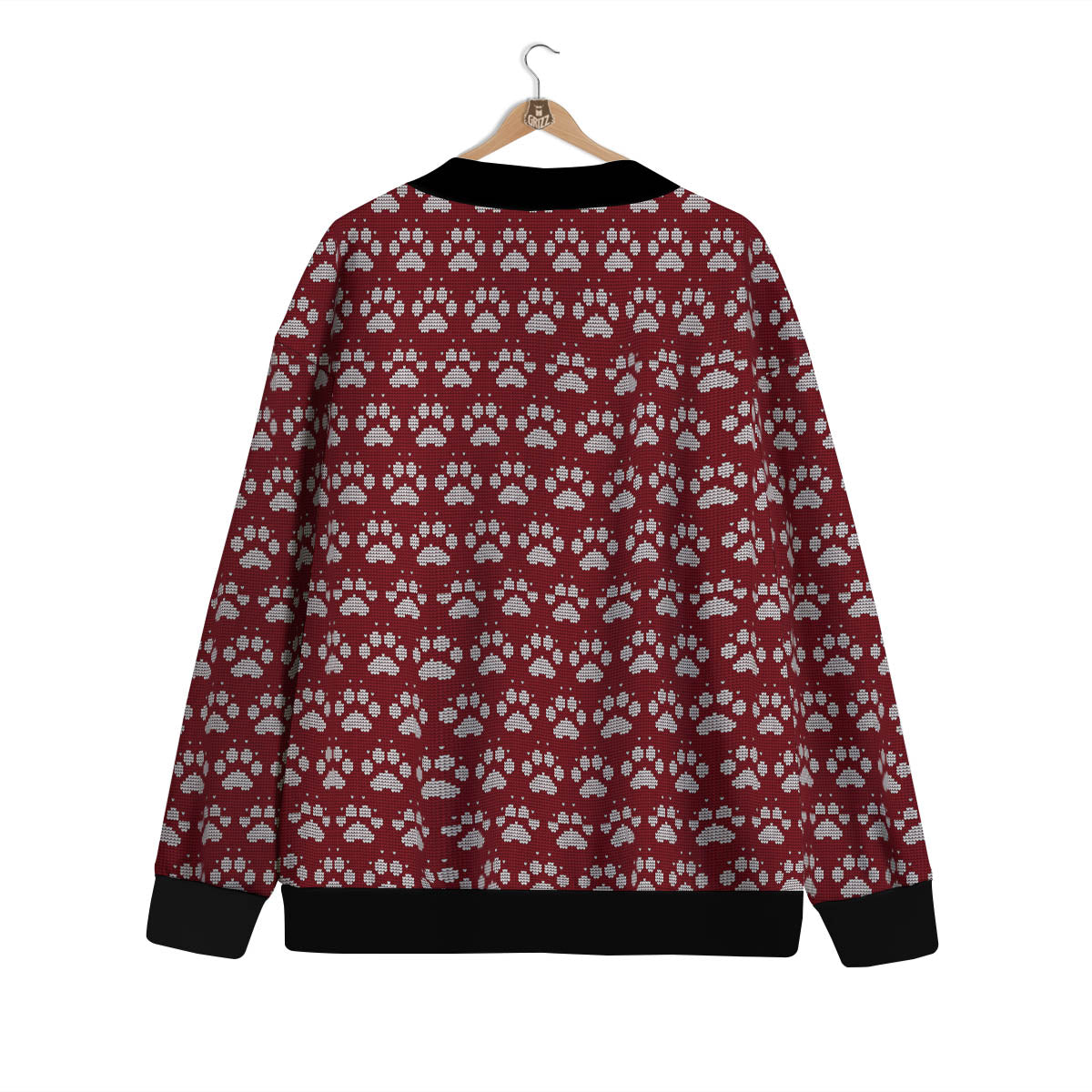 Paw Knitted Christmas Print Pattern Cardigan-grizzshop