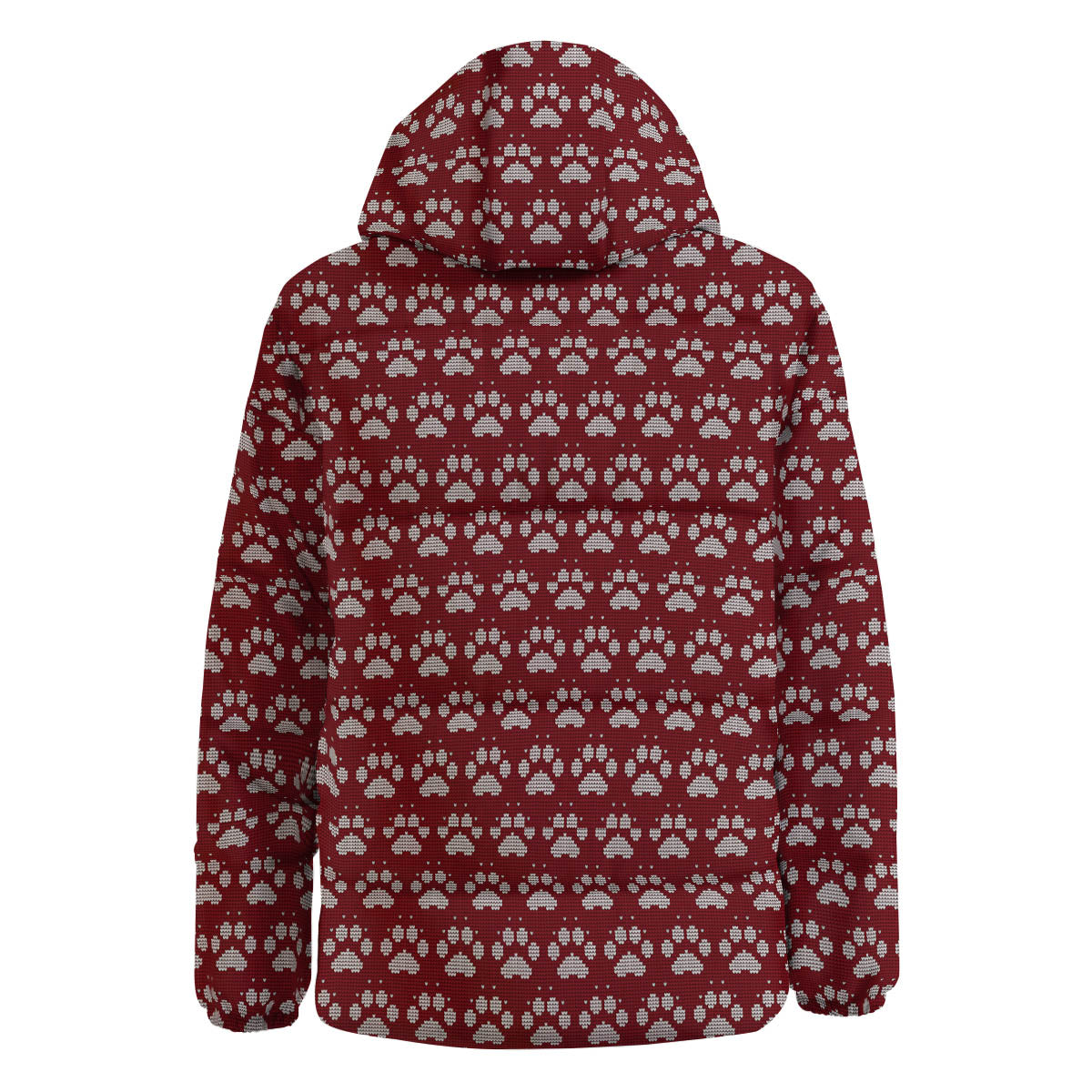 Paw Knitted Christmas Print Pattern Down Jacket-grizzshop