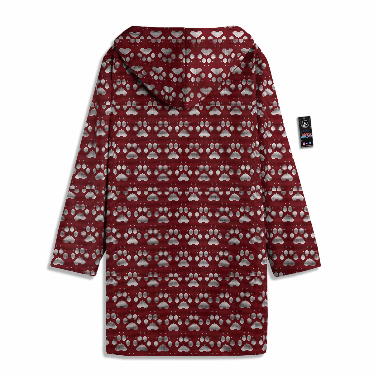 Paw Knitted Christmas Print Pattern Men's Windbreaker Jacket-grizzshop