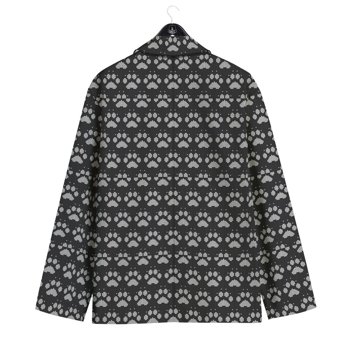 Paw Knitted White And Grey Print Pattern Men's Sport Coat-grizzshop