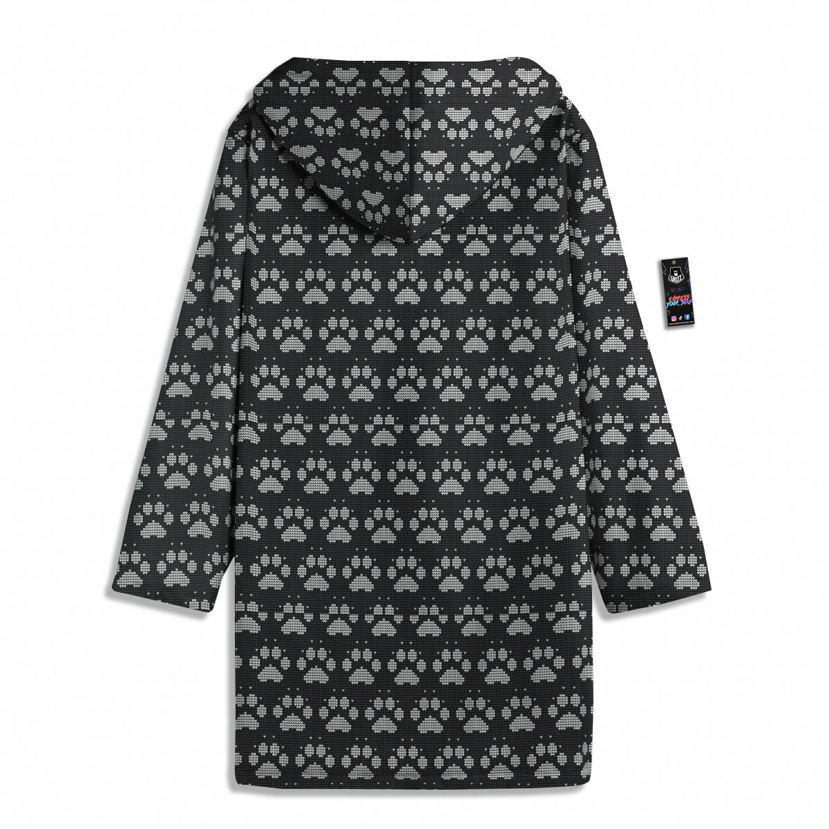 Paw Knitted White And Grey Print Pattern Men's Windbreaker Jacket-grizzshop