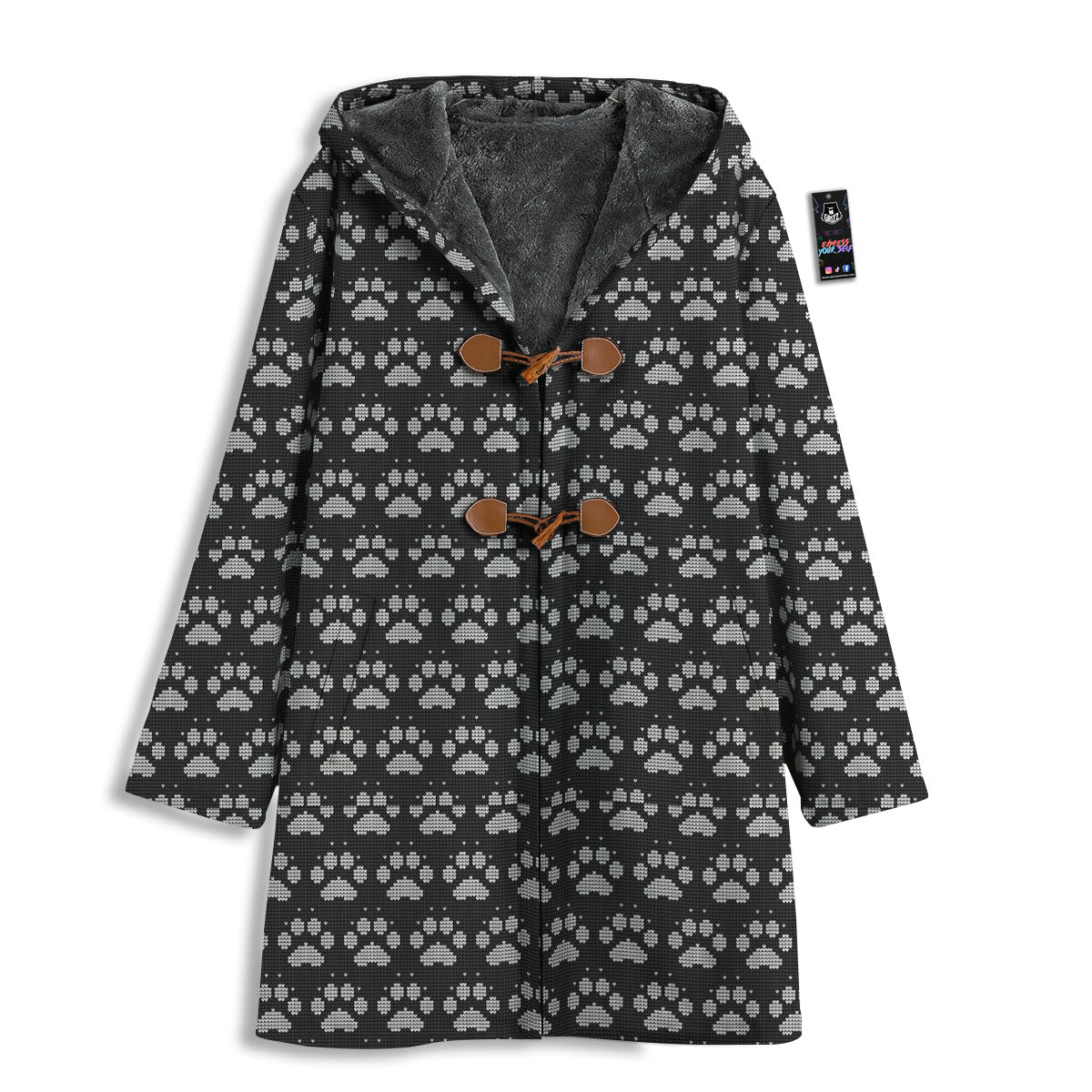 Paw Knitted White And Grey Print Pattern Men's Windbreaker Jacket-grizzshop