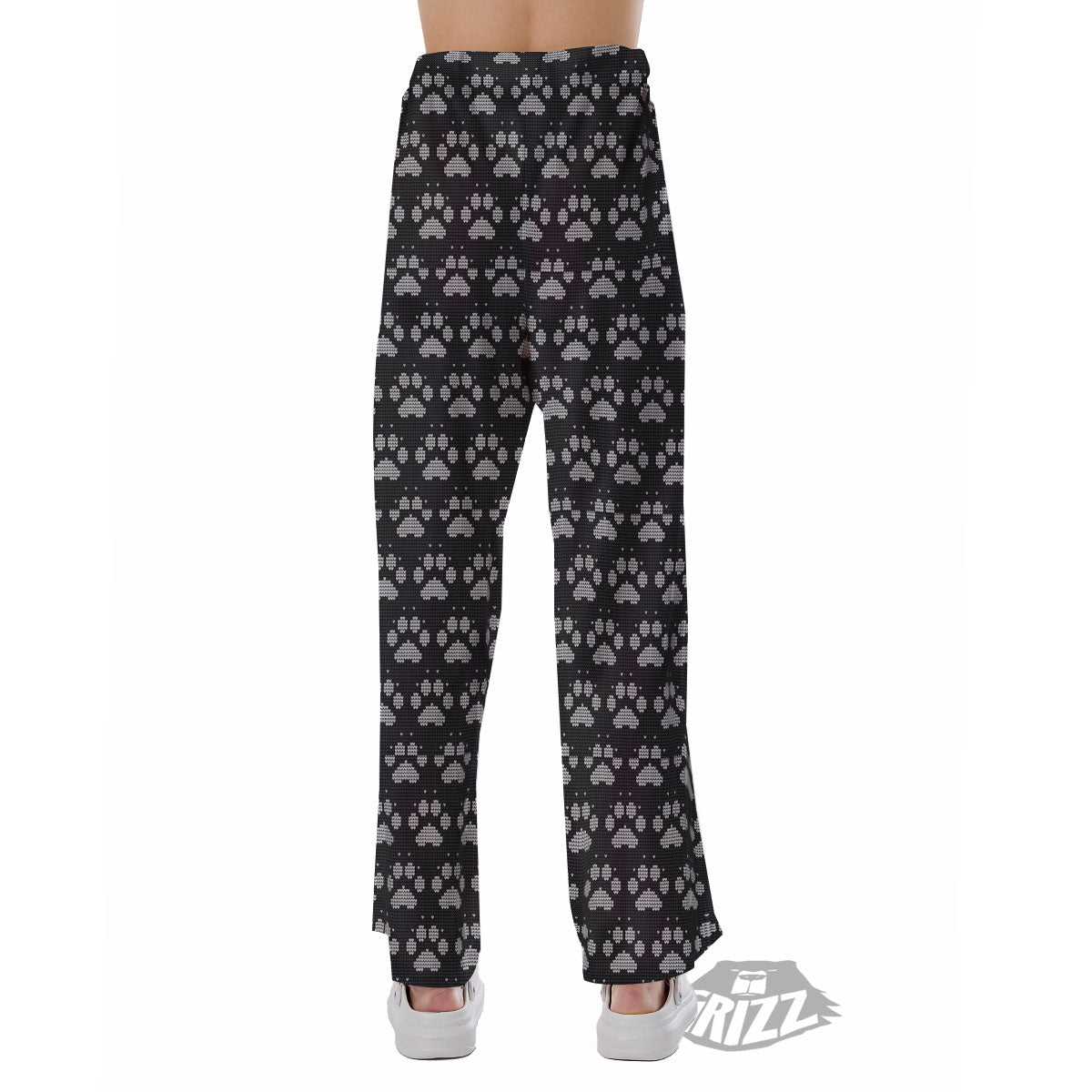 Paw Knitted White And Grey Print Pattern Pajama Pants-grizzshop