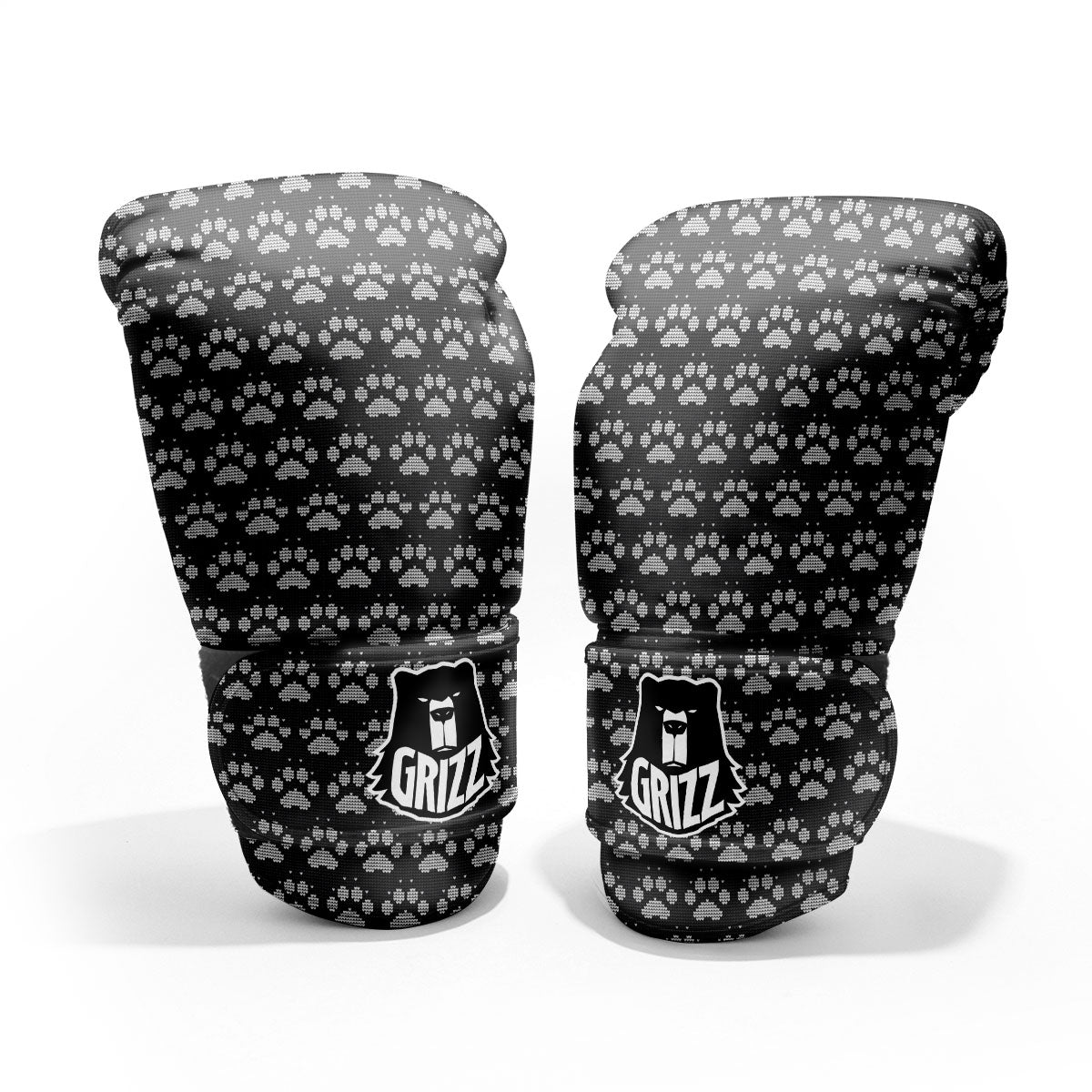 Paw Knitted White And Grey Print Pattern Pro Boxing Glove