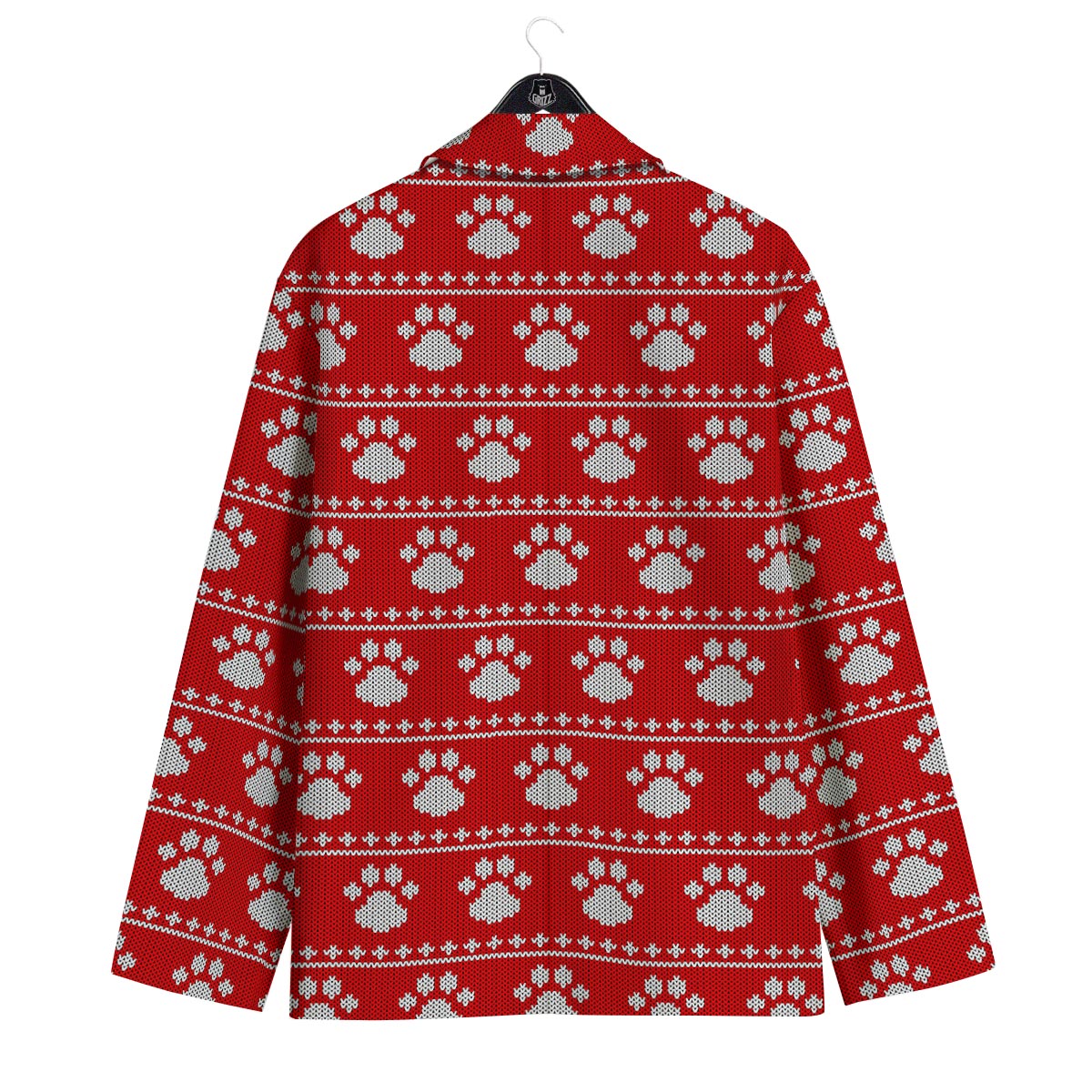 Paw Knitted White And Red Print Pattern Men's Sport Coat-grizzshop