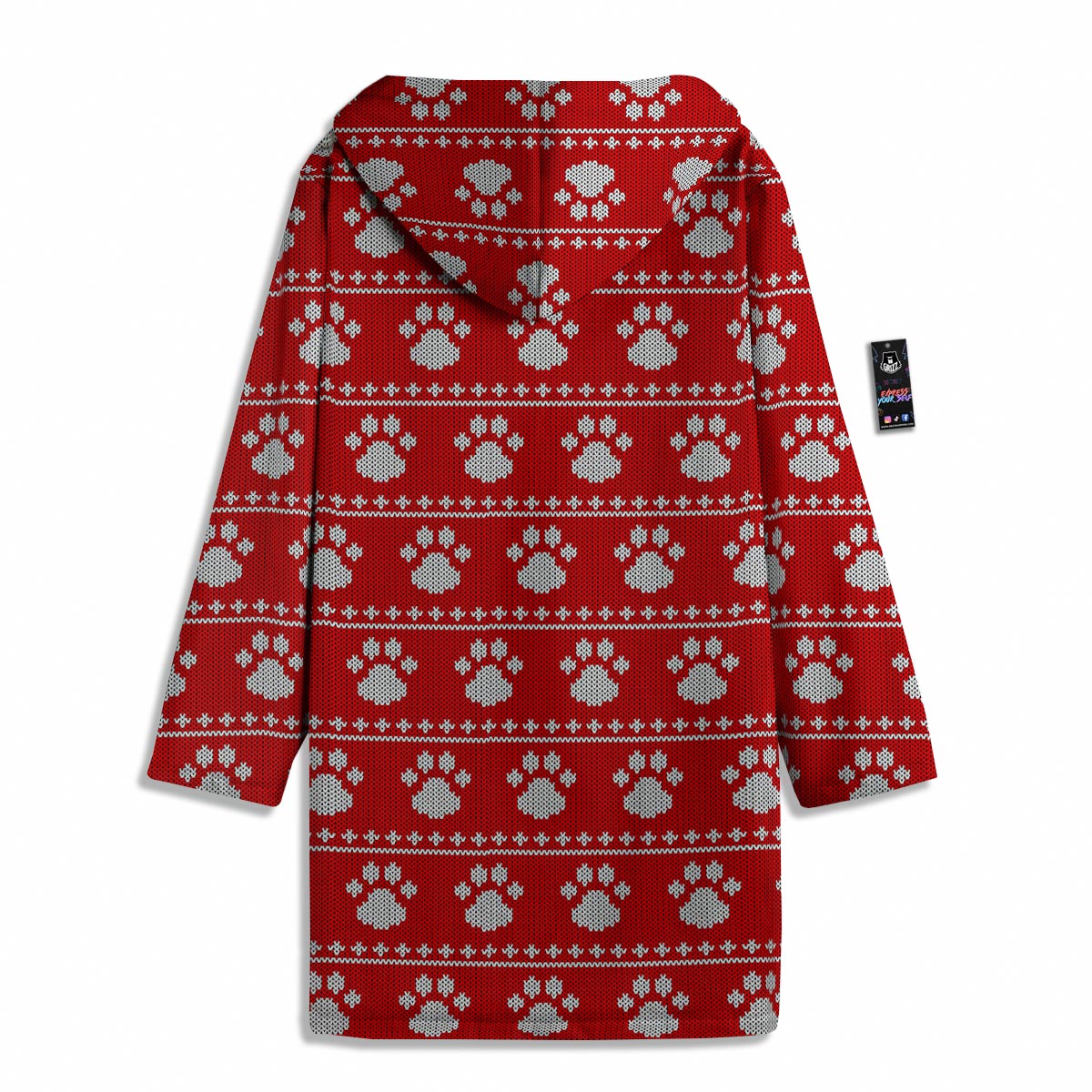 Paw Knitted White And Red Print Pattern Men's Windbreaker Jacket-grizzshop