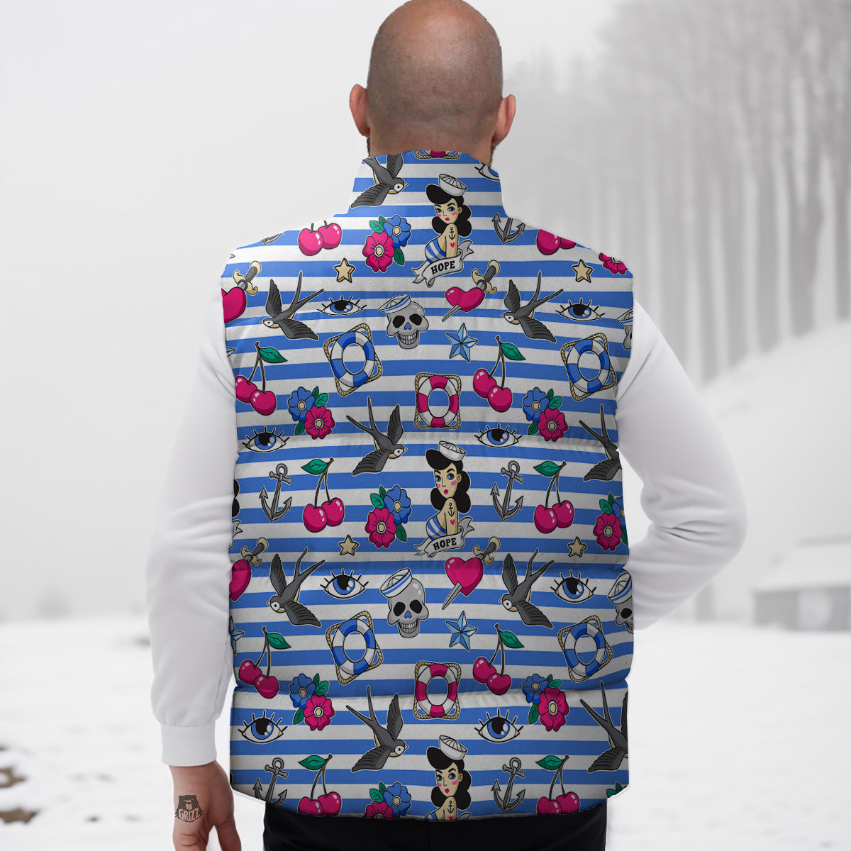 Paw Pattern Print Down Vest
