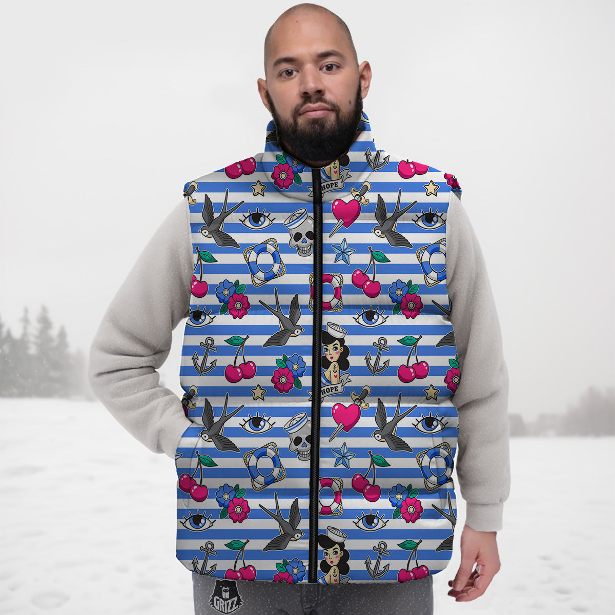 Paw Pattern Print Down Vest