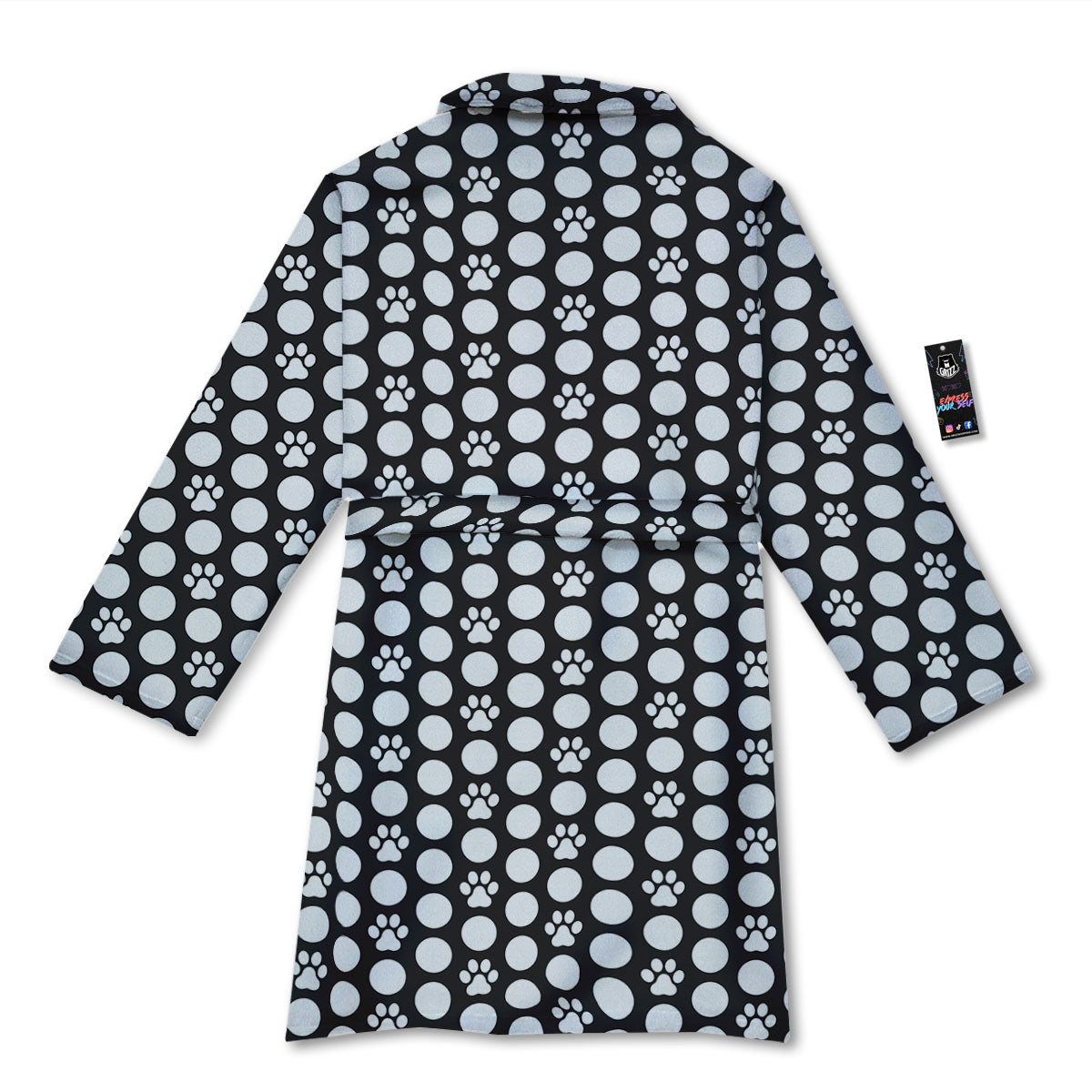 Paw Polka Dot White And Black And Print Bathrobe-grizzshop