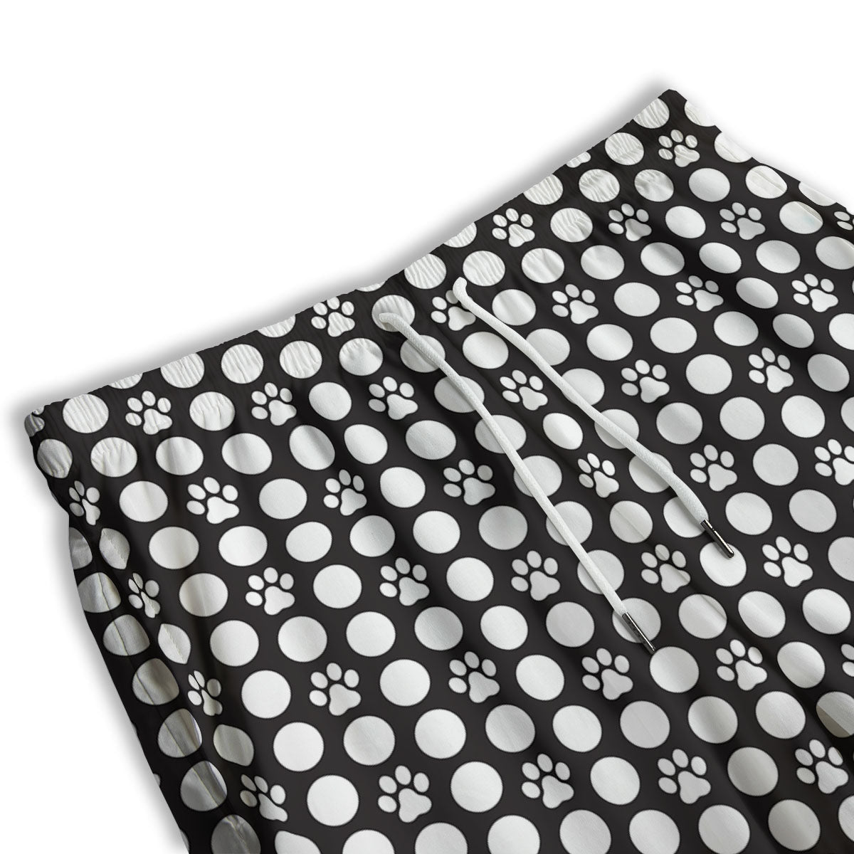 Paw Polka Dot White And Black And Print Men's Athletic Shorts