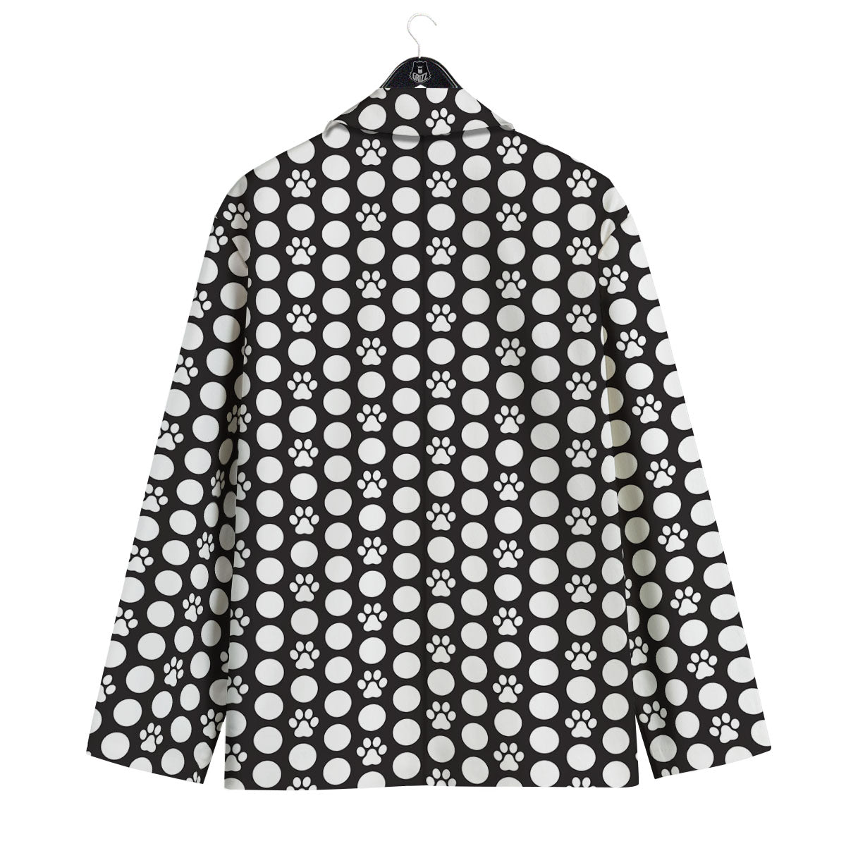 Paw Polka Dot White And Black And Print Men's Sport Coat-grizzshop