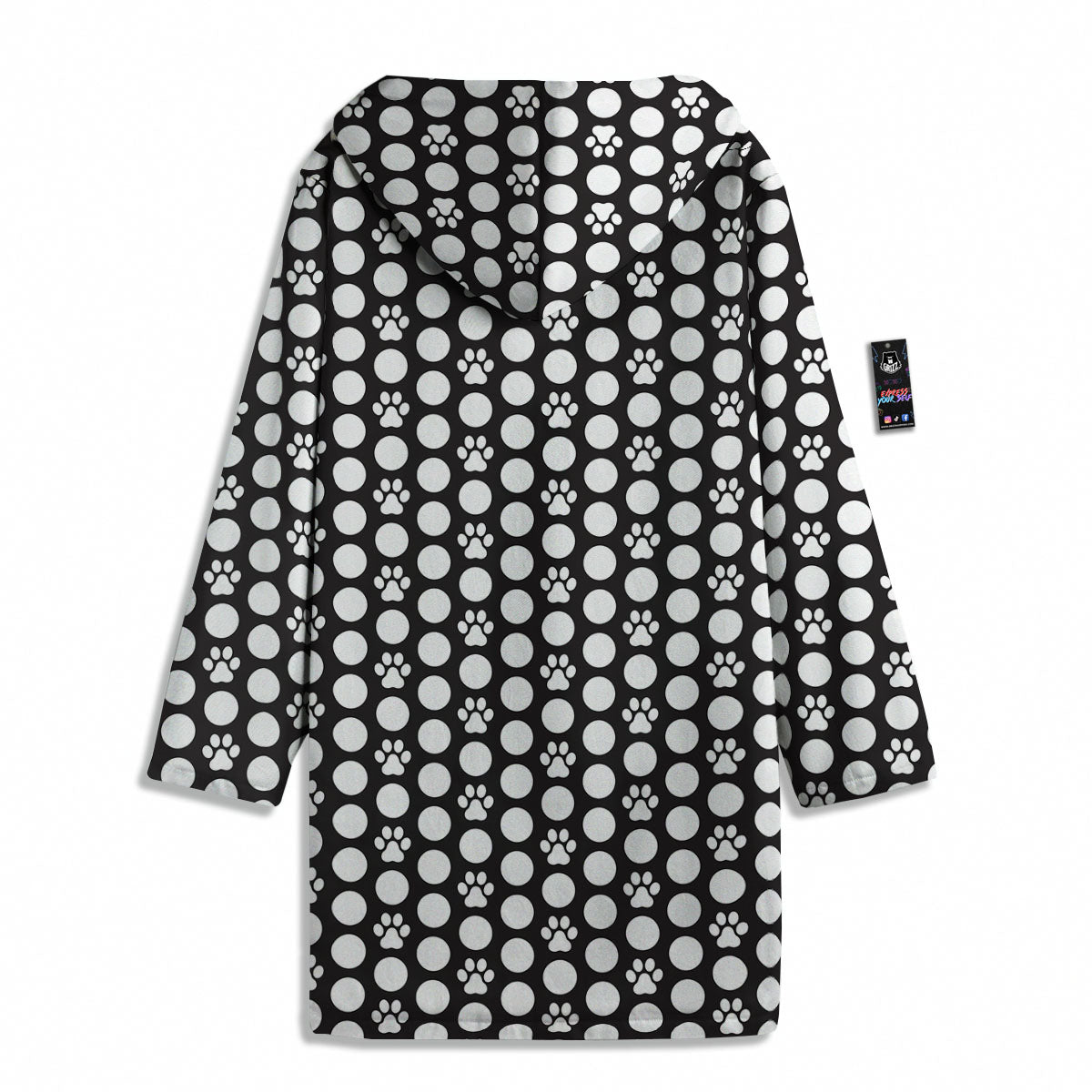 Paw Polka Dot White And Black And Print Men's Windbreaker Jacket-grizzshop