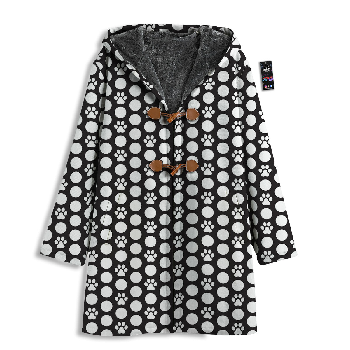 Paw Polka Dot White And Black And Print Men's Windbreaker Jacket-grizzshop