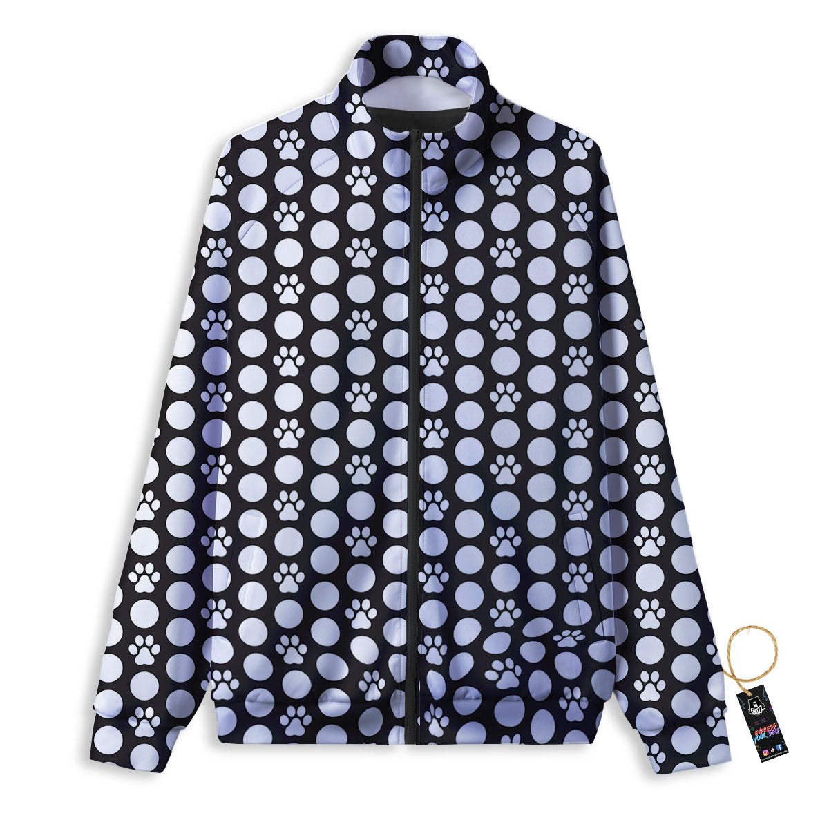 Paw Polka Dot White And Black And Print Track Jacket-grizzshop